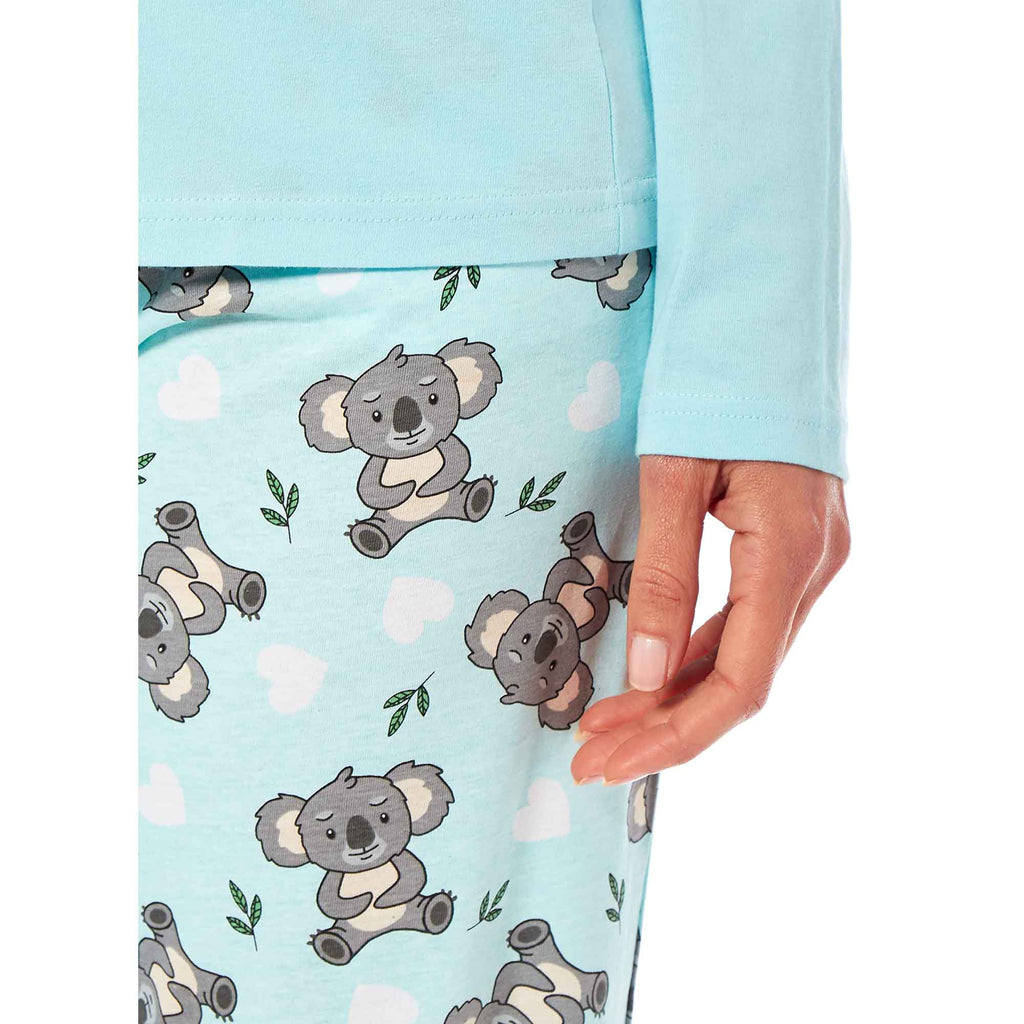 Daisy Dreamer Women's Koala Bear Print Pyjama Set 100% Cotton Easy Care Super Soft Cosy Sleepwear