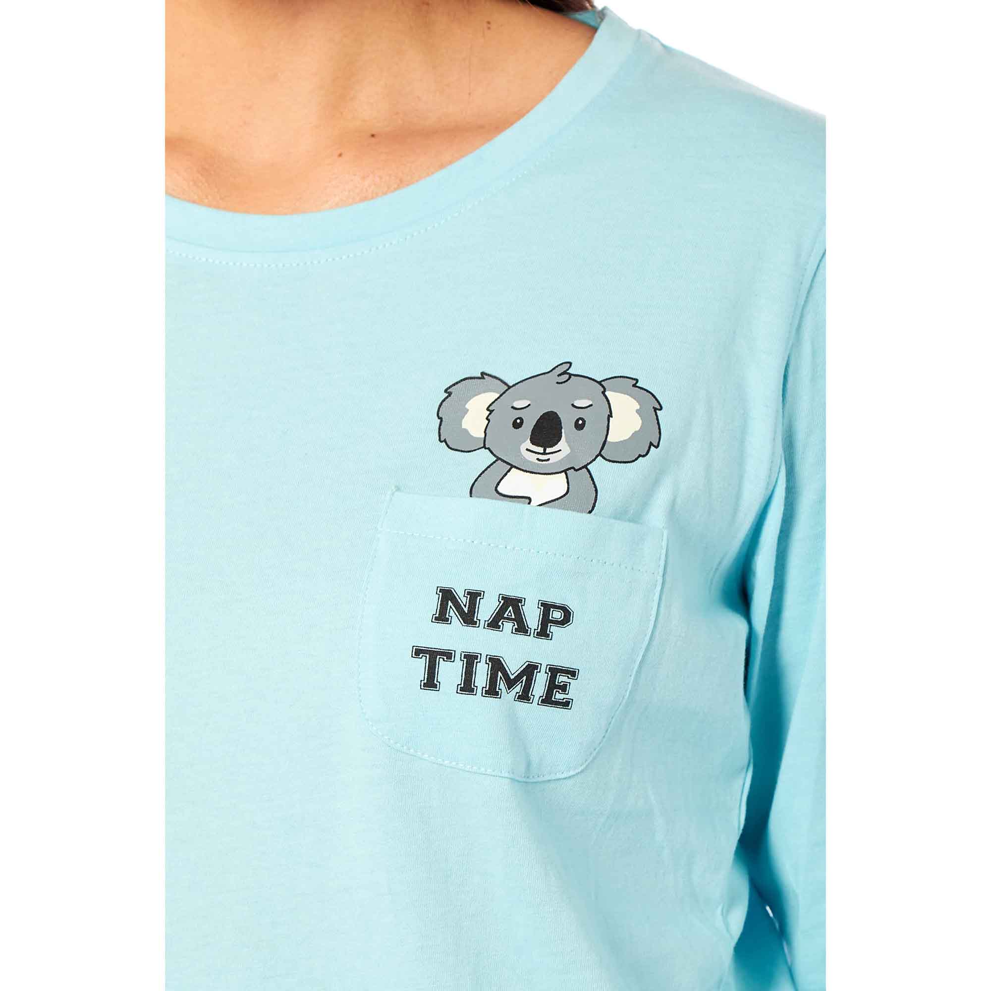 Daisy Dreamer Women's Koala Bear Print Pyjama Set 100% Cotton Easy Care Super Soft Cosy Sleepwear