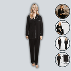 Daisy Dreamer Women's Black Pyjama Set Soft Touch Long Sleeve Button Up Top And Bottoms