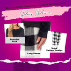 Daisy Dreamer Women's Buffalo Check Fleece Pyjama Set With Long Sleeve Top And Bottoms