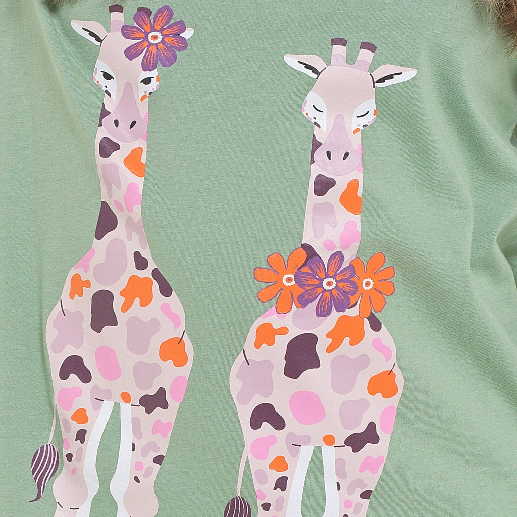 Daisy Dreamer Womens Giraffe Cotton Jersey Long Sleeve Pyjama Set For Comfortable