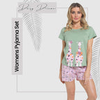 Daisy Dreamer Women's Giraffe Print Pyjama Set T Shirt And Shorts Soft Cotton Loungewear