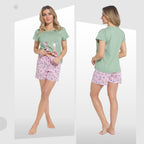 Daisy Dreamer Women's Giraffe Print Pyjama Set T Shirt And Shorts Soft Cotton Loungewear