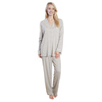 Daisy Dreamer Women's Grey Pyjama Set Soft Touch Long Sleeve Button Up Top and Bottoms