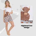 Daisy Dreamer Women's Highland Cow Pyjama Set T Shirt And Shorts Soft Cotton Loungewear