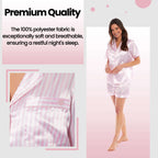 Daisy Dreamer Women's Satin Silk Short Pyjama Set Black Pink Grey UK Sizes 8-22 Easy-Care Cotton Rich Sleep Set
