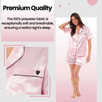 Daisy Dreamer Women's Satin Silk Short Pyjama Set Black Pink Grey UK Sizes 8-22 Easy-Care Cotton Rich Sleep Set