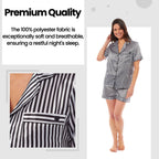 Daisy Dreamer Women's Satin Silk Short Pyjama Set Black Pink Grey UK Sizes 8-22 Easy-Care Cotton Rich Sleep Set