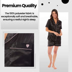 Daisy Dreamer Women's Satin Silk Short Pyjama Set Black Pink Grey UK Sizes 8-22 Easy-Care Cotton Rich Sleep Set