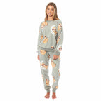 Daisy Dreamer Women's Sloth Fleece Pyjama Set Long Sleeve Animal Print Warm Sleepwear