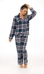 Daisy Dreamer Womens Flannelette Check Pyjama Set Soft Brushed Cotton Easy Care Super Soft Cosy Sleepwear