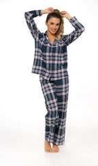 Daisy Dreamer Womens Flannelette Check Pyjama Set Soft Brushed Cotton Easy Care Super Soft Cosy Sleepwear