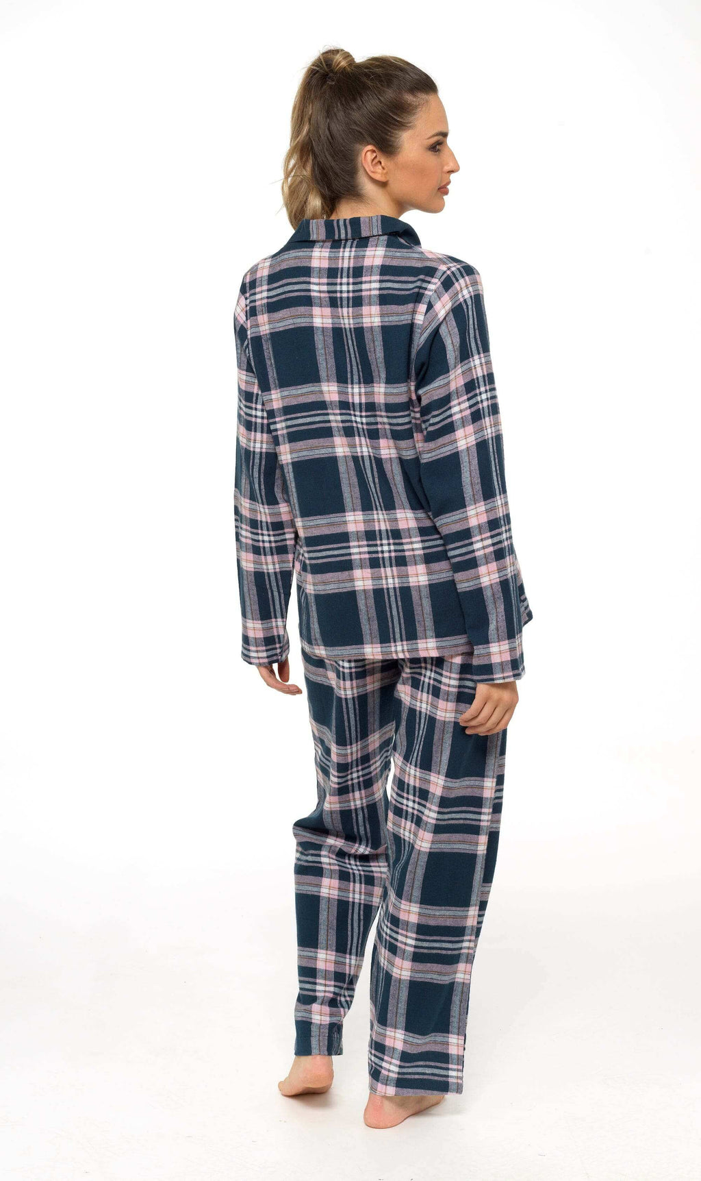 Daisy Dreamer Womens Flannelette Check Pyjama Set Soft Brushed Cotton Easy Care Super Soft Cosy Sleepwear