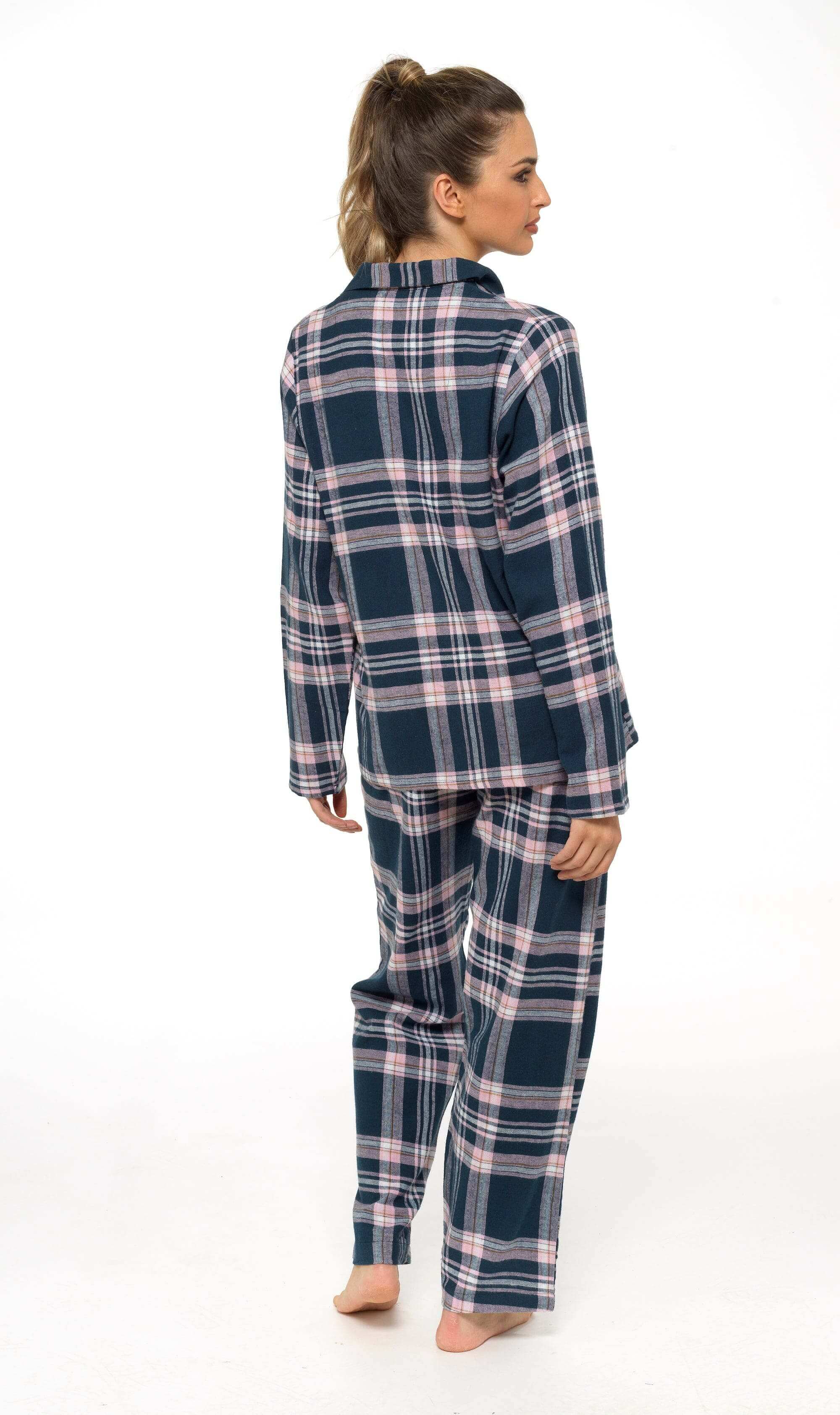 Daisy Dreamer Womens Flannelette Check Pyjama Set Soft Brushed Cotton Easy Care Super Soft Cosy Sleepwear