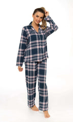 Daisy Dreamer Womens Flannelette Check Pyjama Set Soft Brushed Cotton Easy Care Super Soft Cosy Sleepwear