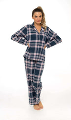 Daisy Dreamer Womens Flannelette Check Pyjama Set Soft Brushed Cotton Easy Care Super Soft Cosy Sleepwear