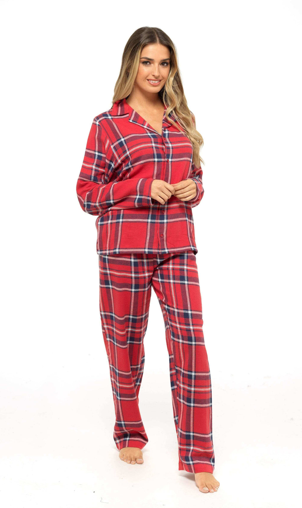 Daisy Dreamer Womens Flannelette Check Pyjama Set Soft Brushed Cotton Easy Care Super Soft Cosy Sleepwear