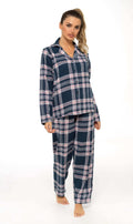 Daisy Dreamer Womens Flannelette Check Pyjama Set Soft Brushed Cotton Easy Care Super Soft Cosy Sleepwear