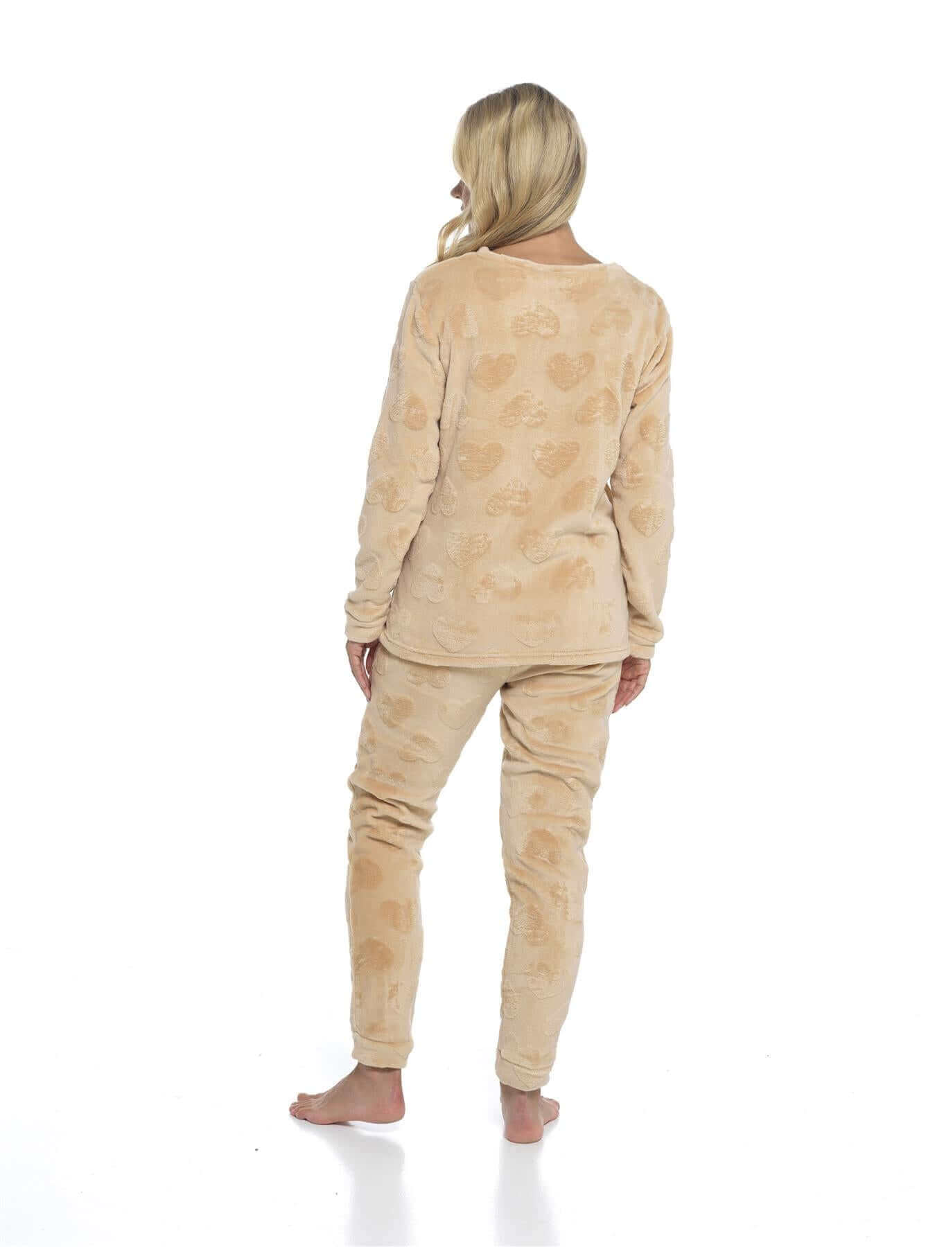 Daisy Dreamer Women's Heart Fleece Pyjamas Set Plush Loungewear Top And Pants Teddy