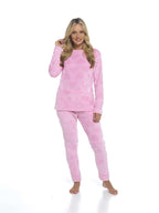 Daisy Dreamer Women's Heart Fleece Pyjamas Set Plush Loungewear Top And Pants Teddy