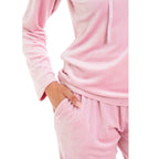 Daisy Dreamer Women's Velour Hooded Pyjama Set Pink Grey Super Soft Fleece Loungewear