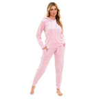 Daisy Dreamer Women's Velour Hooded Pyjama Set Pink Grey Super Soft Fleece Loungewear