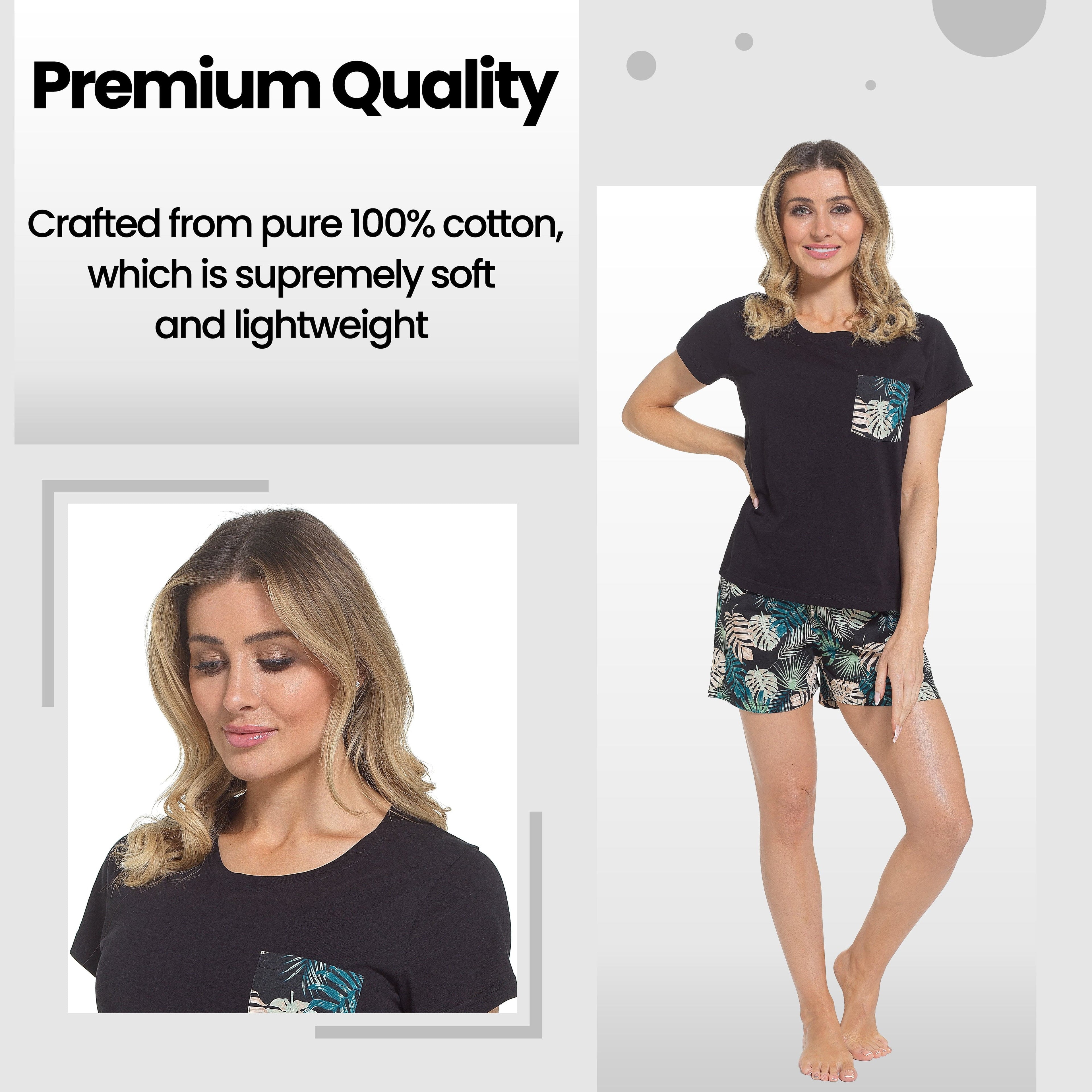 Daisy Dreamer Womens Tropical Pyjama Set T Shirt And Shorts Soft Cotton Loungewear