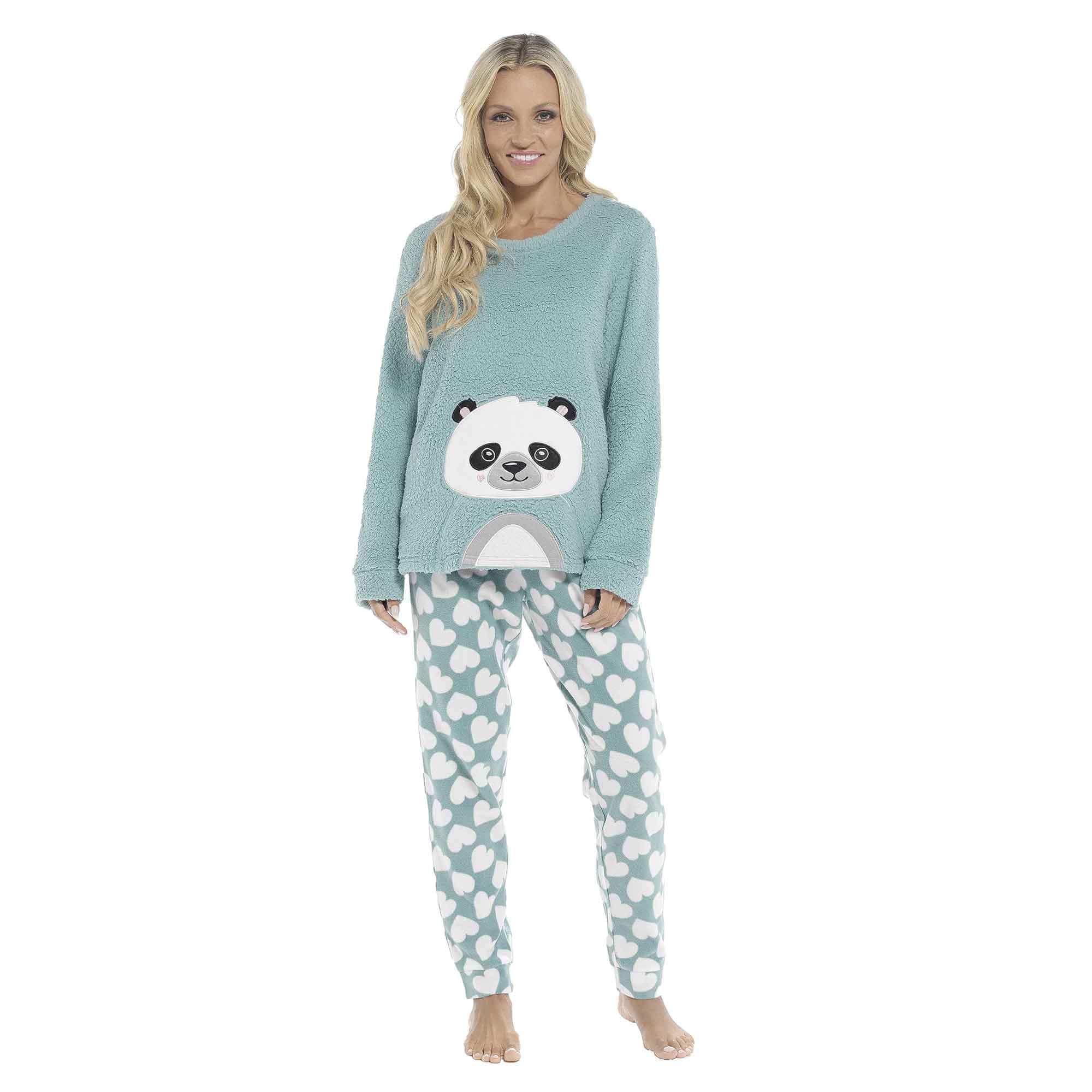 Daisy Dreamer Panda Ultra Soft Snuggle Fleece Pyjama Set For Women Cosy Winter Cosy Cotton Rich Nightwear Set
