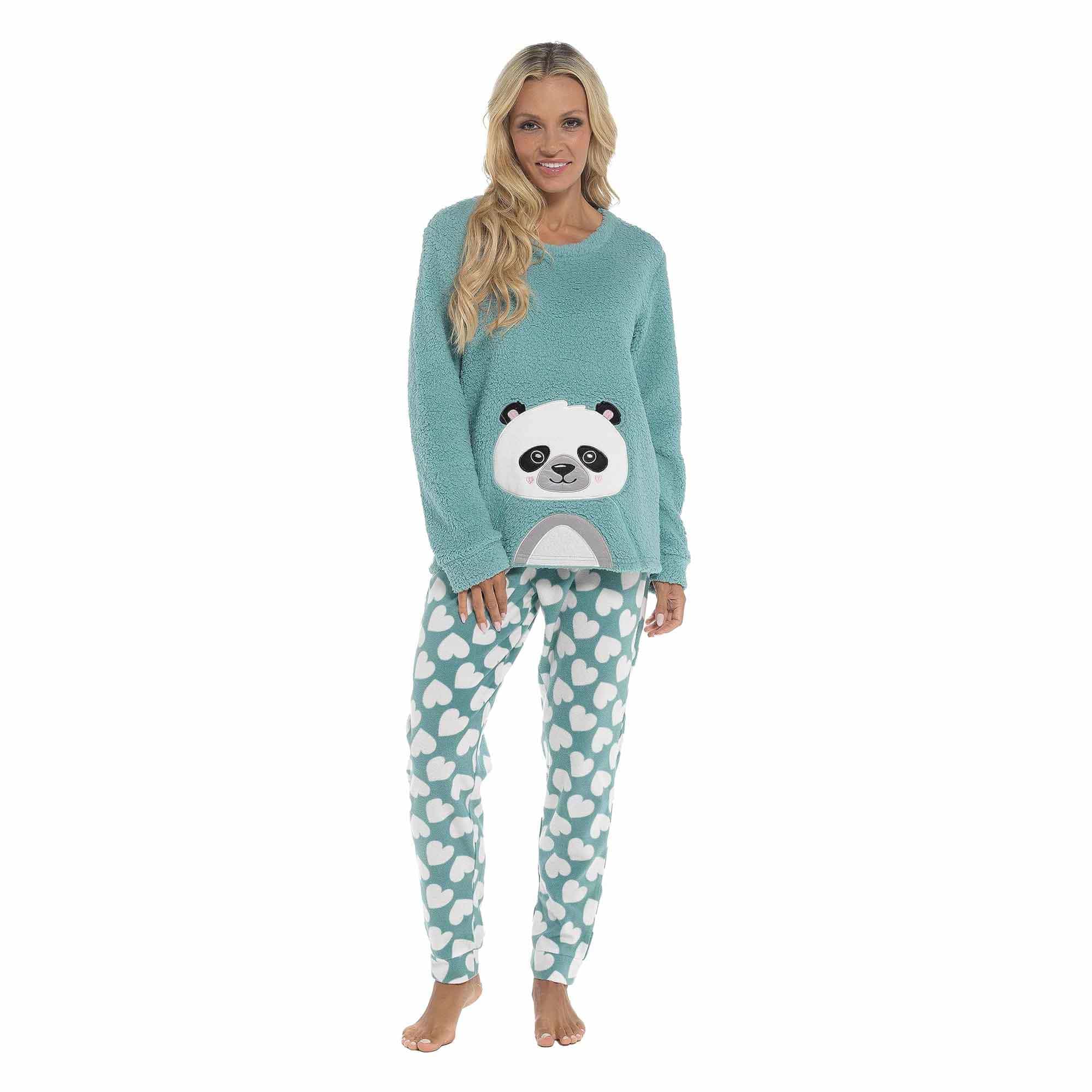 Daisy Dreamer Panda Ultra Soft Snuggle Fleece Pyjama Set For Women Cosy Winter Cosy Cotton Rich Nightwear Set