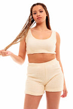 Daisy Dreamer Womens Teddy Fleece Crop Top And Shorts Pyjama Loungewear Set Ultra Soft
